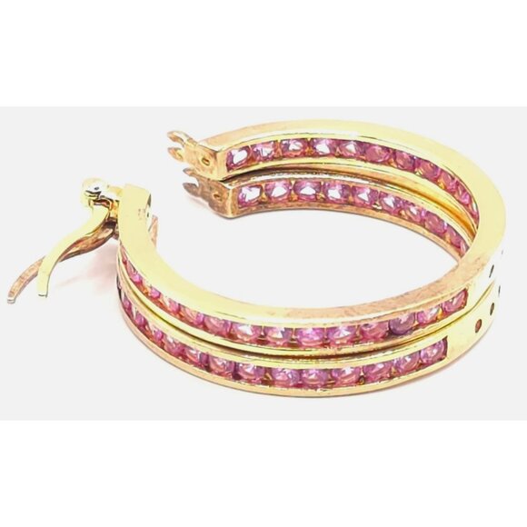 Ross Simon Jewelry - Ross-Simon Gold & Silver Pink Sapphire CZ Hoops
